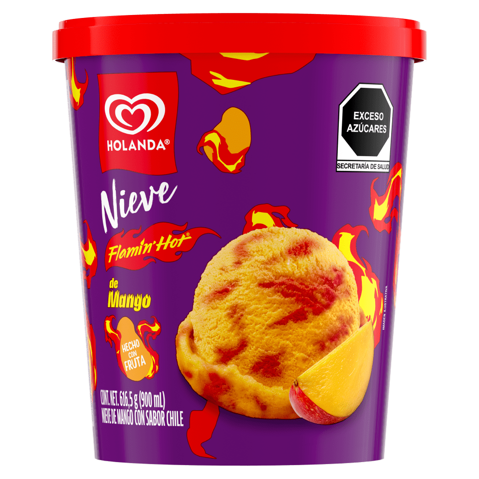 ¡Fuego bajo cero! Helados Holanda y PepsiCo desafían el paladar con el lanzamiento de la nueva nieve de Mango Flamin’ Hot 33 HOLANDA FLAMIN HOT 900ML