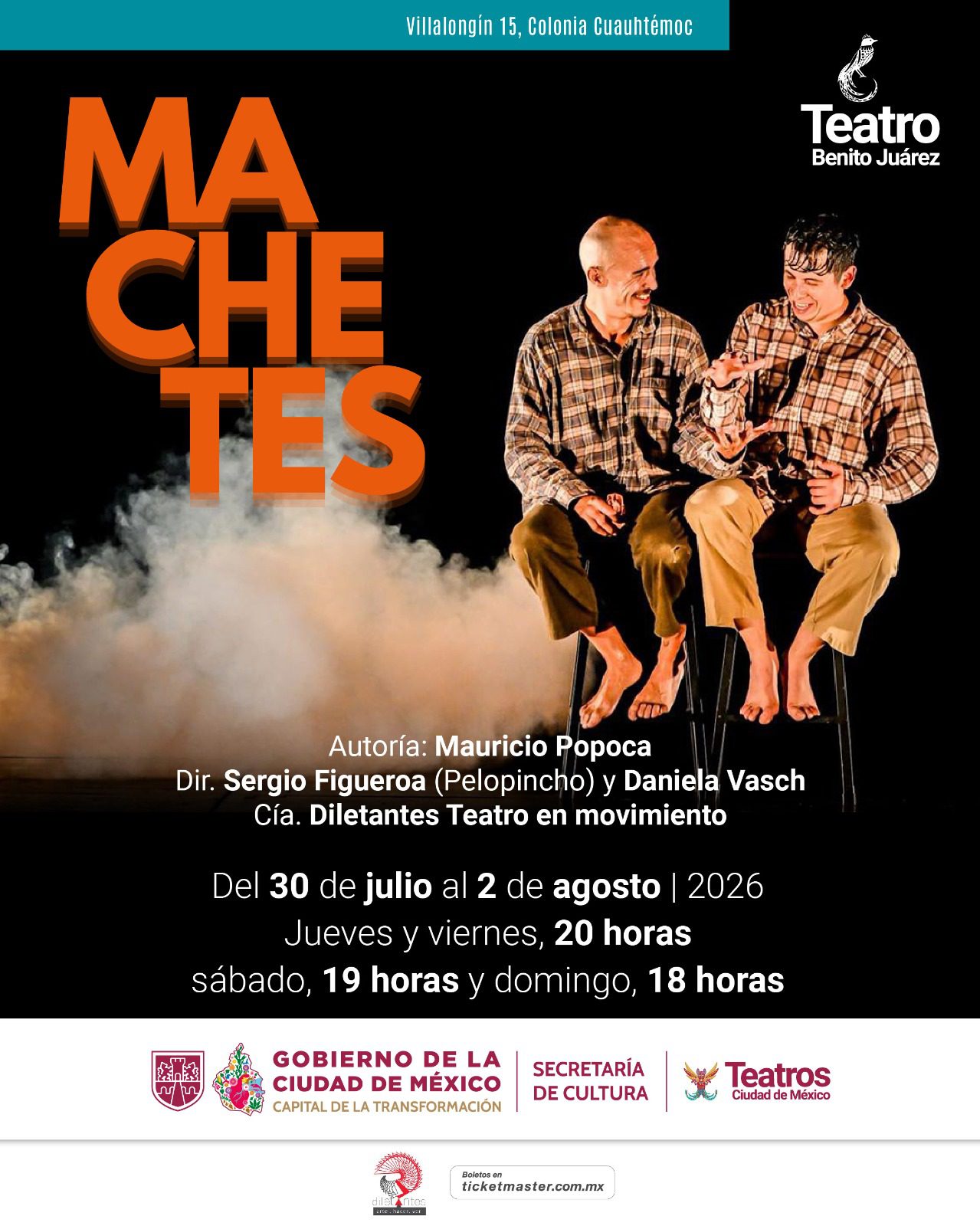 "A los hombres nos cuesta decir 'te quiero': Sergio Figueroa lleva al teatro una poderosa reflexión sobre el machismo con MACHETES 31 Poster Machetes