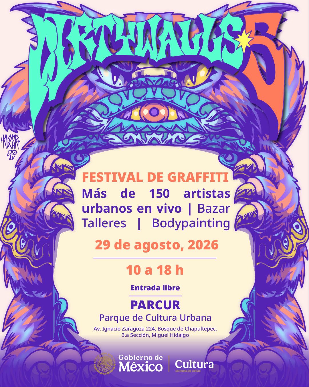 Dirty Walls toma el PARCUR: 159 artistas transformarán 840 metros de muros en una fiesta de arte urbano 27 DIRTY WALLS CARTEL